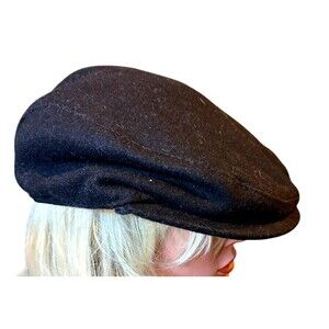Ascot black wool blend cap hat snap bill retro classic Dad grandpa core